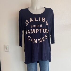 Sundry Navy and Pink Graphic Long Sleeve Top